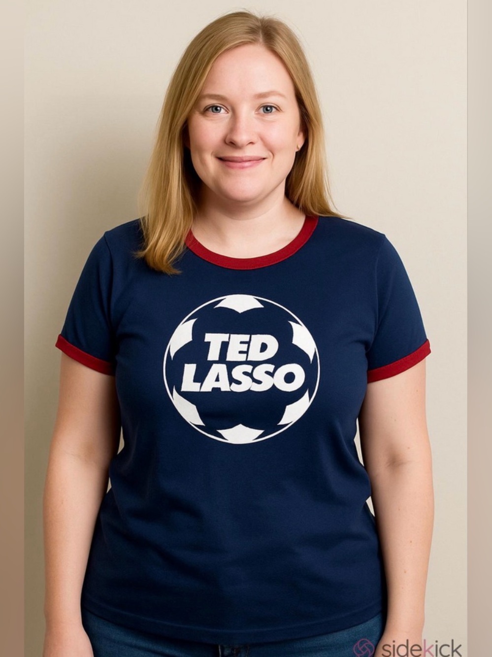 Torrid Ted Lasso Ringer Tee Size 1 XL 1X Blue Red Graphic Shirt
